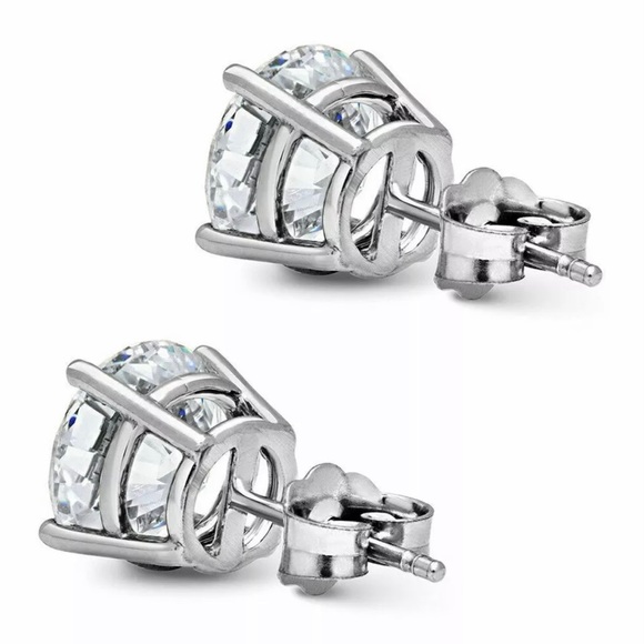14k white gold diamond stud earrings round cut D VSS1 over - Picture 11 of 11